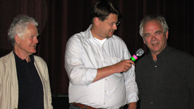 Walter Stapper and Götz Burger (both from the The Golden Nazi Vampire of Absam: Part II – The Secret of Kottlitz Castle-Cast) with Festival Director Martin Blankemeyer